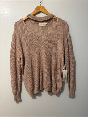Wilfred Mauve-Pink Waffle Knit V-Neck Sweater
